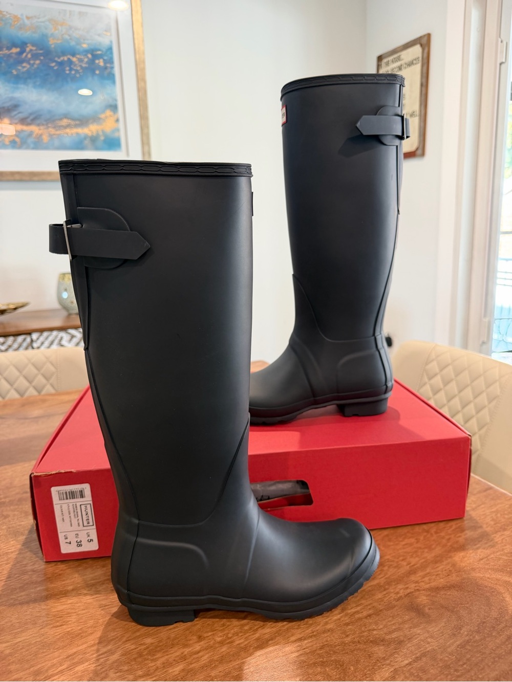 Hunter Original Women’s Matte Black Tall Adjustable Rain Boots US 7